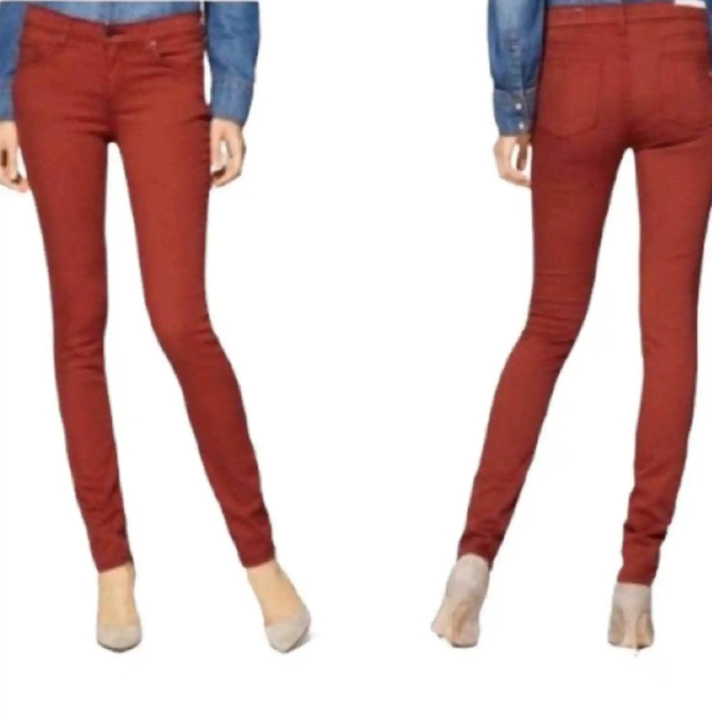 Rag & Bone high Rise ankle skinny jeans burgundy red